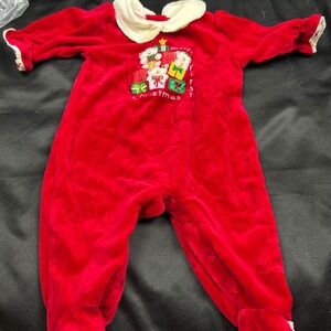 Bright Future Baby First Christmas Velour Footie Sleeper Red 3-6 Months
